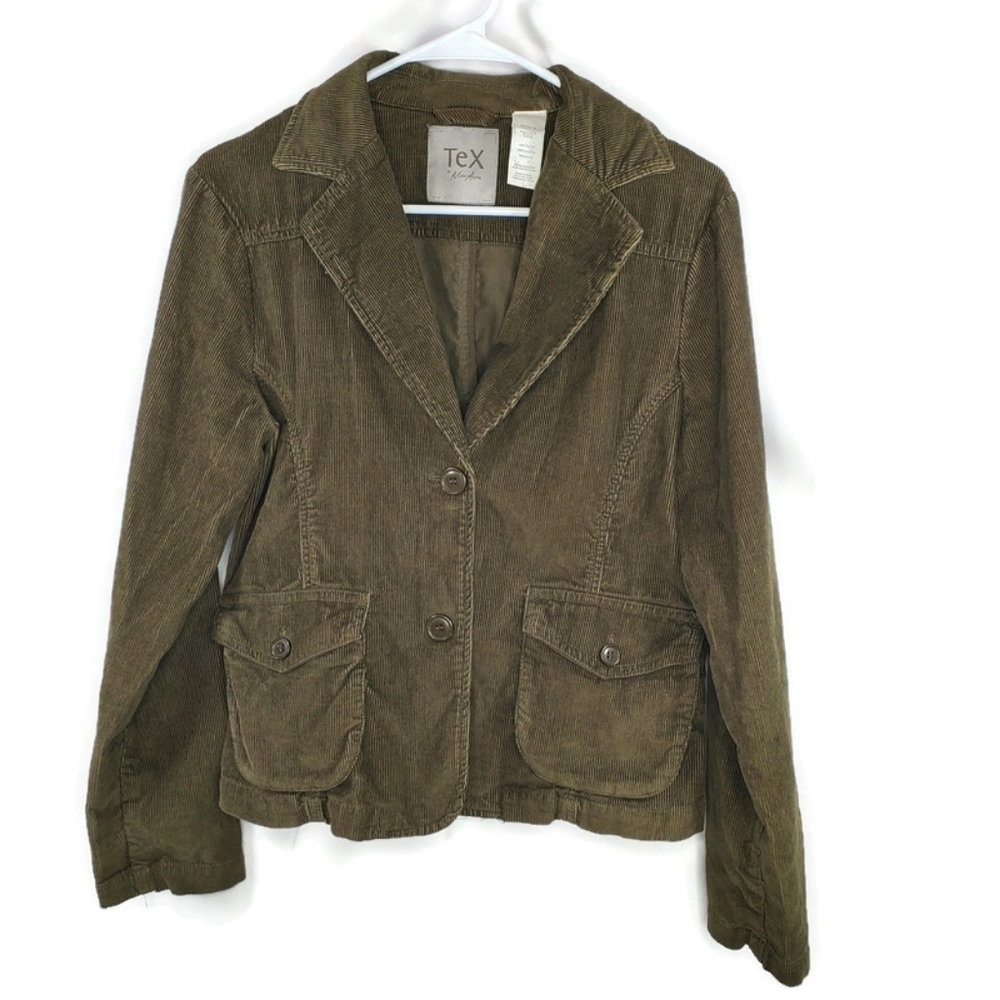 Tex by Max Azria Green Corduroy Jacket Size 8